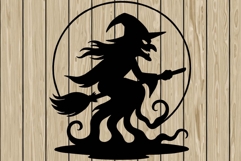 Halloween witch stencil silhouette SVG Product Image 1