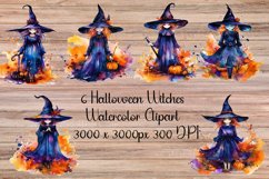 Halloween Witch Clipart- 6 Watercolor Illustrations Product Image 1