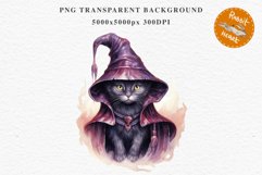 Halloween Wizard Kitten Witch Black Cats Clipart PNG Spooky Fairy Tale Art Image Watercolor witch magic Print illustration sublimation creepy printable digital watercolor cute halloween kitten kitty pumpkin clipart, spooky sublimation nursery, Creepy Wit 