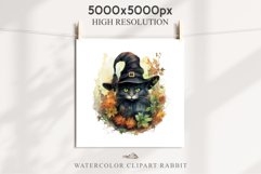 Halloween Wizard Kitten Witch Black Cats Clipart PNG Spooky Fairy Tale Art Image Watercolor witch magic Print illustration sublimation creepy printable digital watercolor cute halloween witch cat kitty pumpkin clipart, spooky sublimation nursery, Creepy 