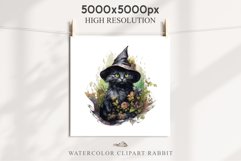 Halloween Wizard Kitten Witch Black Cats Clipart PNG Spooky Fairy Tale Art Image Watercolor witch magic Print illustration sublimation creepy printable digital watercolor cute halloween witch cat kitty pumpkin clipart, spooky sublimation nursery, Creepy a