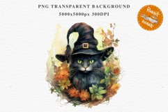 Halloween Wizard Kitten Witch Black Cats Clipart PNG Spooky Fairy Tale Art Image Watercolor witch magic Print illustration sublimation creepy printable digital watercolor cute halloween witch cat kitty pumpkin clipart, spooky sublimation nursery, Creepy 
