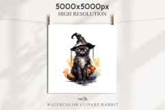 Halloween Wizard Kitten Witch Black Cats Clipart PNG Spooky Fairy Tale Art Image Watercolor witch magic Print illustration sublimation creepy printable digital watercolor cute halloween kitten kitty pumpkin clipart, spooky sublimation nursery, Creepy Wit 