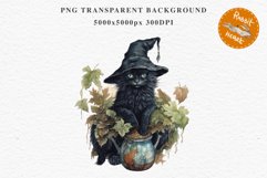 Halloween Wizard Kitten Witch Black Cats Clipart PNG Spooky Fairy Tale Art Image Watercolor witch magic Print illustration sublimation creepy printable digital watercolor cute halloween witch cat kitty pumpkin clipart, spooky sublimation nursery, Creepy a