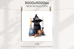 Halloween Wizard Kitten Witch Black Cats Clipart PNG Spooky Fairy Tale Art Image Watercolor witch magic Print illustration sublimation creepy printable digital watercolor cute halloween kitten kitty pumpkin clipart, spooky sublimation nursery, Creepy Wit 