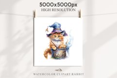 Halloween Wizard Kitten Witch Black Cats Clipart PNG Spooky Fairy Tale Art Image Watercolor witch magic Print illustration sublimation creepy printable digital watercolor cute halloween kitten kitty pumpkin clipart, spooky sublimation nursery, Creepy Witc