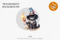 Halloween Wizard Kitten Witch Black Cats Clipart PNG Spooky Fairy Tale Art Image Watercolor witch magic Print illustration sublimation creepy printable digital watercolor cute halloween kitten kitty pumpkin clipart, spooky sublimation nursery, Creepy Witc