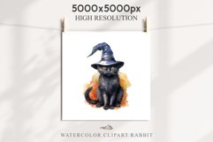 Halloween Wizard Kitten Witch Black Cats Clipart PNG Spooky Fairy Tale Art Image Watercolor witch magic Print illustration sublimation creepy printable digital watercolor cute halloween kitten kitty pumpkin clipart, spooky sublimation nursery, Creepy Witc