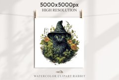 Halloween Wizard Kitten Witch Black Cats Clipart PNG Spooky Fairy Tale Art Image Watercolor witch magic Print illustration sublimation creepy printable digital watercolor cute halloween witch cat kitty pumpkin clipart, spooky sublimation nursery, Creepy 