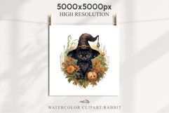 Halloween Wizard Kitten Witch Black Cats Clipart PNG Spooky Fairy Tale Art Image Watercolor witch magic Print illustration sublimation creepy printable digital watercolor cute halloween witch cat kitty pumpkin clipart, spooky sublimation nursery, Creepy a