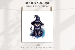 Halloween Wizard Kitten Witch Black Cats Clipart PNG Spooky Fairy Tale Art Image Watercolor witch magic Print illustration sublimation creepy printable digital watercolor cute halloween kitten kitty pumpkin clipart, spooky sublimation nursery, Creepy Wit 