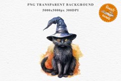 Halloween Wizard Kitten Witch Black Cats Clipart PNG Spooky Fairy Tale Art Image Watercolor witch magic Print illustration sublimation creepy printable digital watercolor cute halloween kitten kitty pumpkin clipart, spooky sublimation nursery, Creepy Witc
