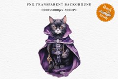 Halloween Wizard Kitten Witch Black Cats Clipart PNG Spooky Fairy Tale Art Image Watercolor witch magic Print illustration sublimation creepy printable digital watercolor cute halloween kitten kitty pumpkin clipart, spooky sublimation nursery, Creepy Wit 
