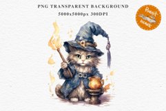 Halloween Wizard Kitten Witch Black Cats Clipart PNG Spooky Fairy Tale Art Image Watercolor witch magic Print illustration sublimation creepy printable digital watercolor cute halloween kitten kitty pumpkin clipart, spooky sublimation nursery, Creepy Witc