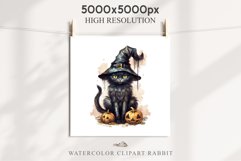 Halloween Wizard Kitten Witch Black Cats Clipart PNG Spooky Fairy Tale Art Image Watercolor witch magic Print illustration sublimation creepy printable digital watercolor cute halloween kitten kitty pumpkin clipart, spooky sublimation nursery, Creepy Wit 