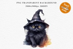 Halloween Wizard Kitten Witch Black Cats Clipart PNG Spooky Fairy Tale Art Image Watercolor witch magic Print illustration sublimation creepy printable digital watercolor cute halloween kitten kitty pumpkin clipart, spooky sublimation nursery, Creepy Witc