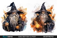 Halloween Wizards Watercolor Clipart Product Image 1