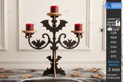 Halloween Wooden Candle Holder Laser Cut | Gothic Candelabra Product Image 1