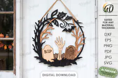 Halloween Wreaths Laser Cut. Door Sign. Wall Hanger SVG Product Image 2