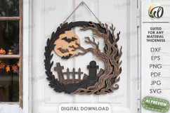 Halloween Wreaths Laser Cut. Door Sign. Wall Hanger SVG Product Image 3