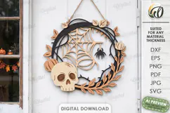 Halloween Wreaths Laser Cut. Door Sign. Wall Hanger SVG Product Image 1