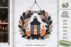 Halloween Wreaths Laser Cut. Door Sign. Wall Hanger SVG Product Image 1