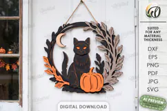 Halloween Wreaths Laser Cut. Door Sign. Wall Hanger SVG Product Image 2