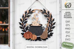 Halloween Wreaths Laser Cut. Door Sign. Wall Hanger SVG Product Image 3