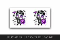 Halloween zombie holding neon purple candy bucket print 20 oz tumbler skinny mug wrap clipart t-shirt sublimation printable design