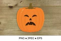 Creepy Halloween pumpkin face. Cartoon Jack-o-Lantern Product Image 1