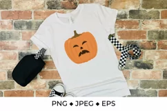Creepy Halloween pumpkin face. Cartoon Jack-o-Lantern Product Image 2