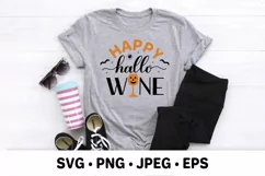 Happy Hallowine. Funny Halloween pun quote. SVG cut file Product Image 2