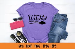 Witches gather here SVG. Funny Halloween quote design. Product Image 2