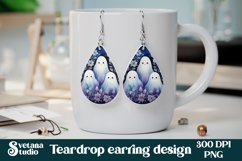Halloween ghost flower teardrop earring sublimation