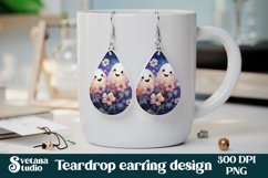 Halloween ghost flower teardrop earring sublimation design
