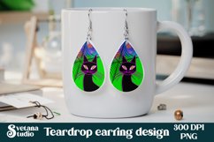 Halloween cat teardrop earring PNG design