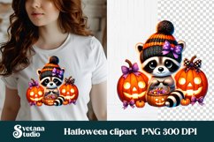 Halloween raccoon clipart bundle | Halloween sublimation PNG Product Image 2