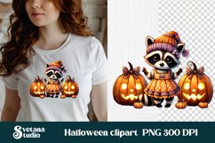 Halloween raccoon clipart | Halloween sublimation PNG Product Image 1