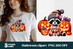 Halloween raccoon clipart | Halloween sublimation PNG Product Image 1