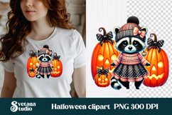 Halloween raccoon clipart | Halloween sublimation PNG Product Image 1