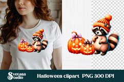 Halloween raccoon clipart | Halloween sublimation PNG Product Image 1
