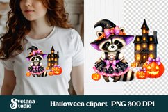 Halloween raccoon clipart | Halloween sublimation PNG Product Image 1