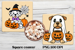 Halloween cute dog square coaster | Halloween coaster PNG Product Image 1