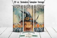 Halloween Highland Cow Seamless 20 oz Tumbler Design Product Image 1