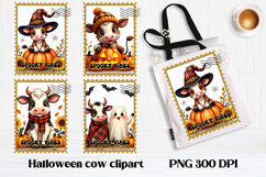Cute Halloween cow clipart PNG | Halloween postage stamp Product Image 1