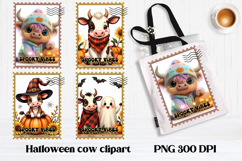 Cute Halloween cow clipart PNG | Halloween postage stamp Product Image 1