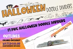Halloween Doodle Dividers| 17 PNG Halloween Doodle Dividers Product Image 1