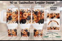 Halloween Orange Black Flowers 40oz Sublimation Tumbler Wrap Product Image 2