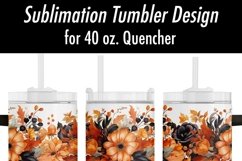 Halloween Orange Black Flowers 40oz Sublimation Tumbler Wrap Product Image 3