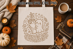 Haunted &amp; Hydrated Ghost SVG Design | Halloween SVG Product Image 1